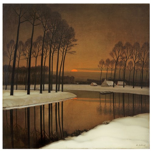 Red Sunset over the Wintery Lys